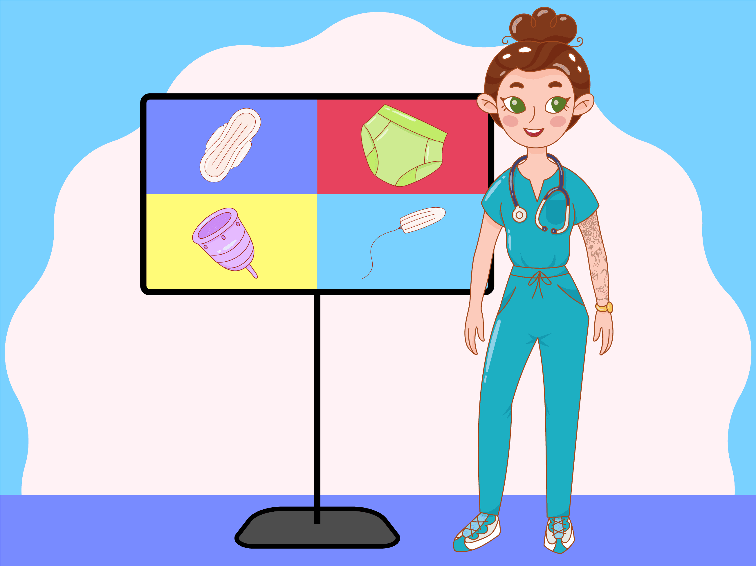 The Period Academy educational video — animated nurse teaching kids about periods